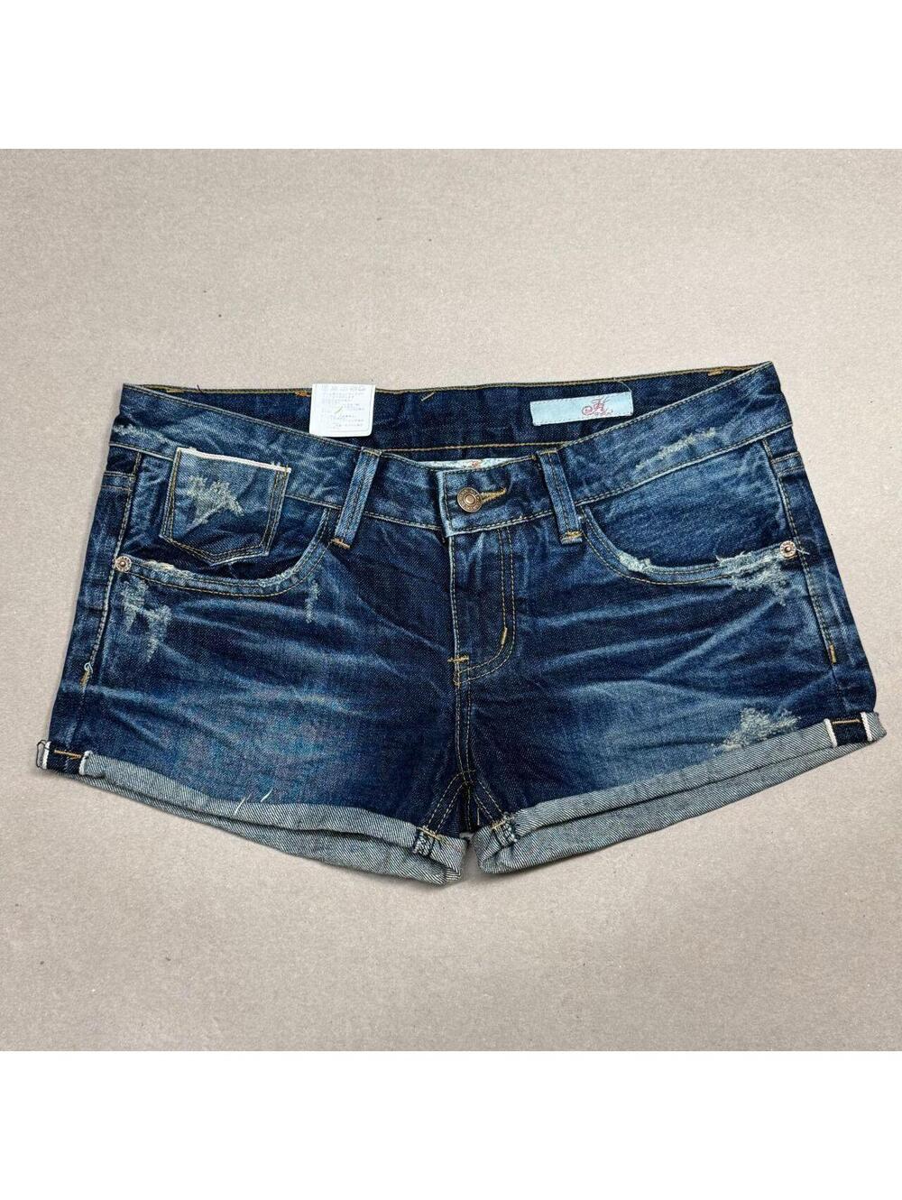 Vintage Y2K Low Rise Denim Micro Shorts Faded